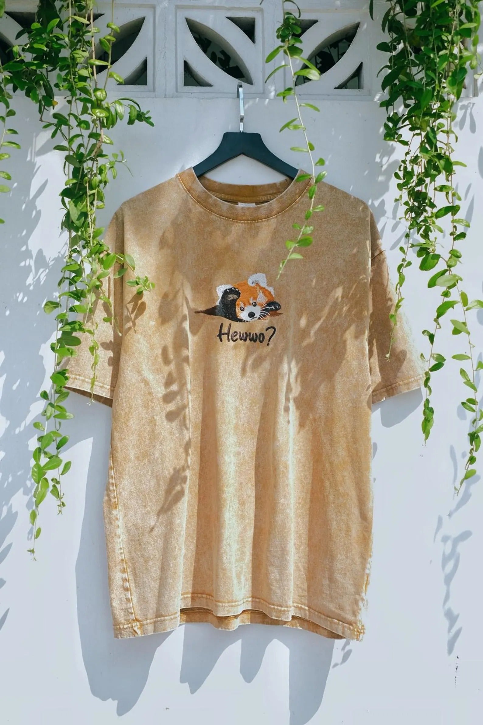 Red panda embroidered t-shirt. So cute. Great material. Oversize shirt form. Streetwear style Red panda embroidered t-shirt. So cute. Great material. Oversize shirt form. Streetwear style